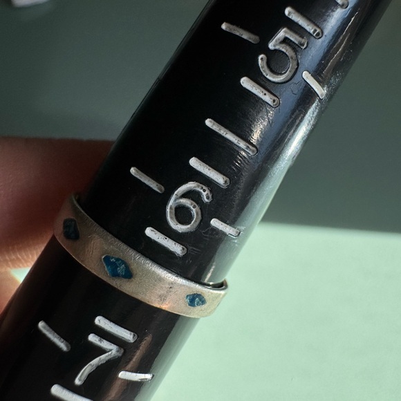 925 Sterling silver MEXICO turquoise inlay dainty ring - Picture 12 of 12